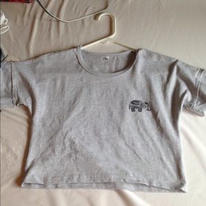 Simple Gray Elephant Crop Top